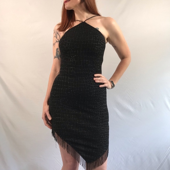 Cache Dresses & Skirts - Sold—90s Vintage Cache Black Cocktail Halter Dress